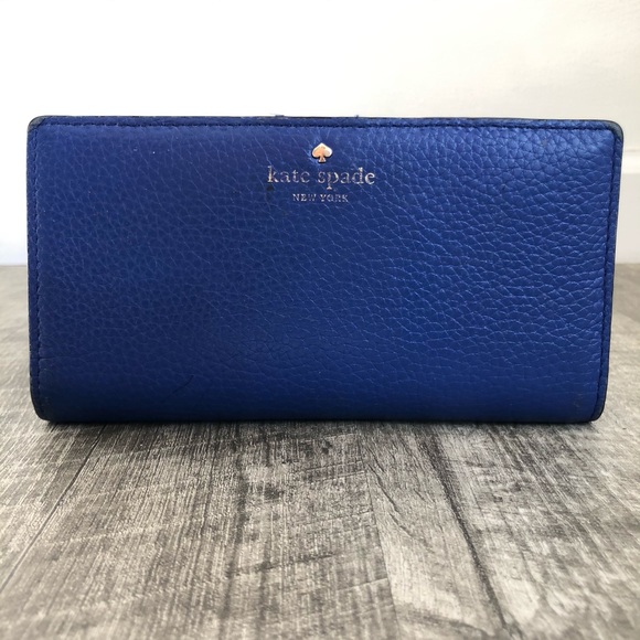kate spade Handbags - Kate Spade Stacy Wallet Baja Blue Pebbled Leather